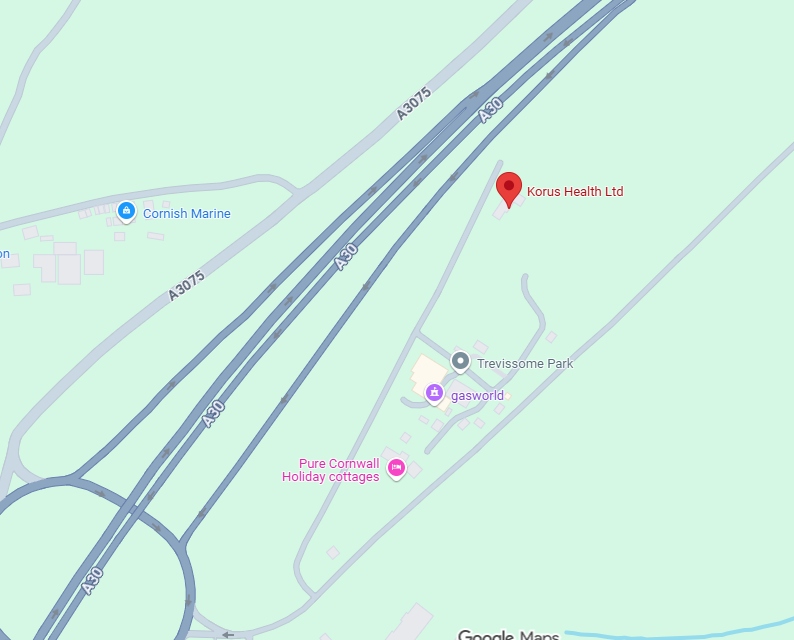 Map to Korus Health Truro hub